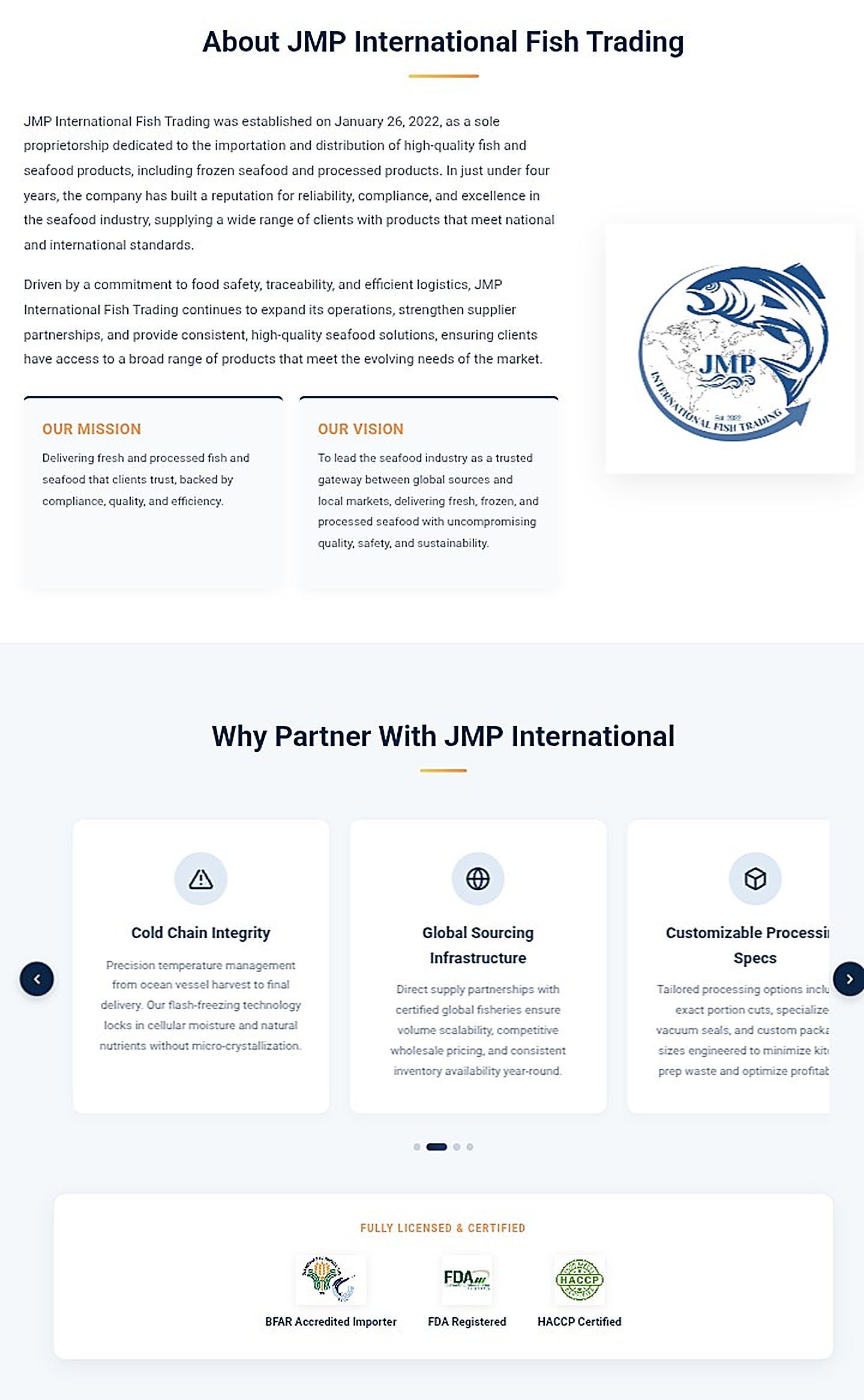 About JMP International Fish Trading Section