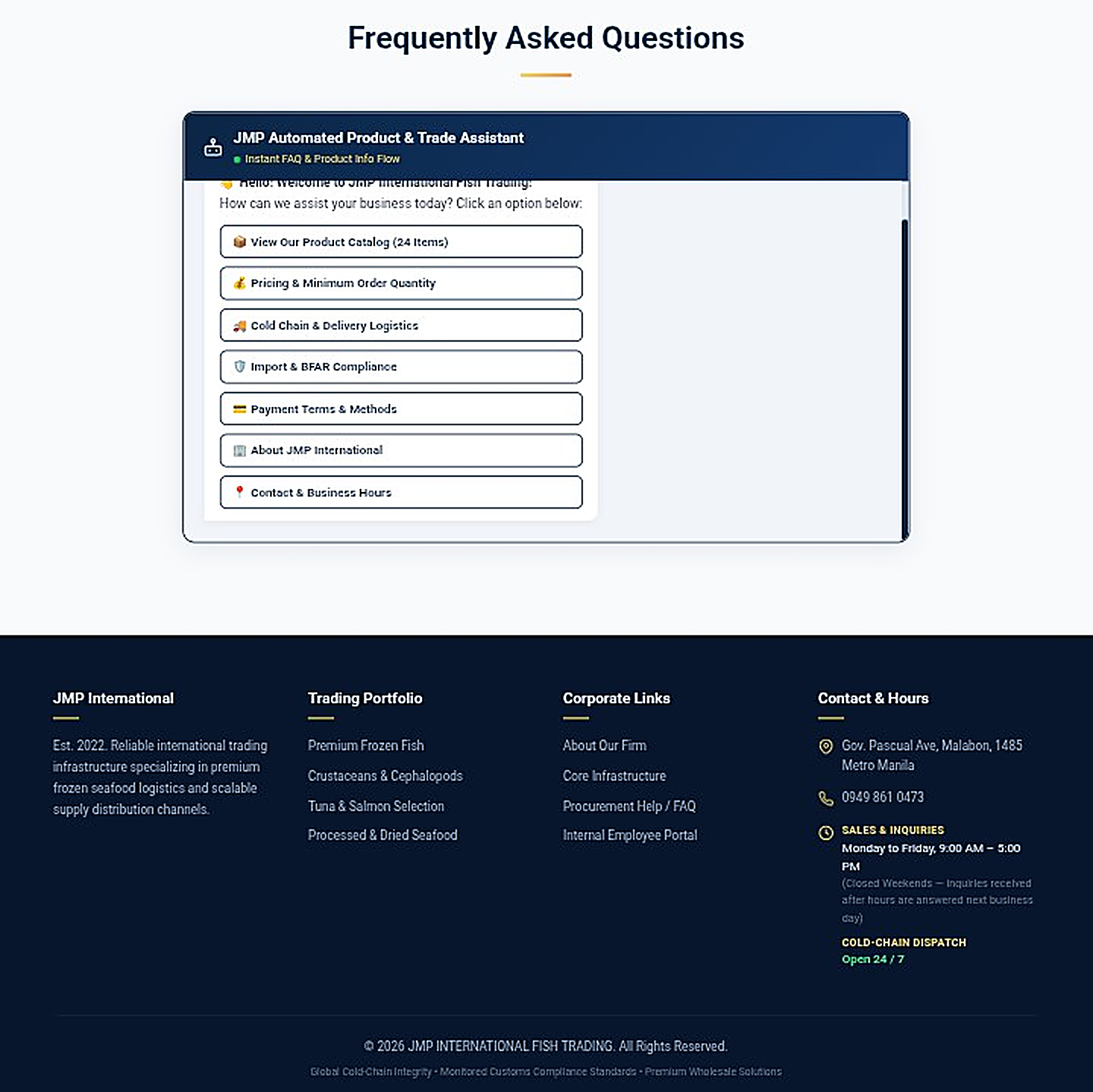 Product Inquiries & Contact Details Footer